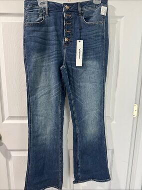 Vigoss Women's Medium Blue Flared Button-Fly Jeans